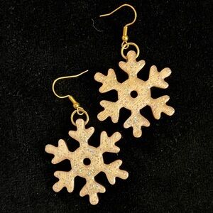 Snowflake Earrings with Gold Hooks
